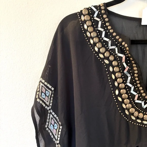 Raviya | Black Beaded Swim Coverup | Size Small - Picture 3 of 15